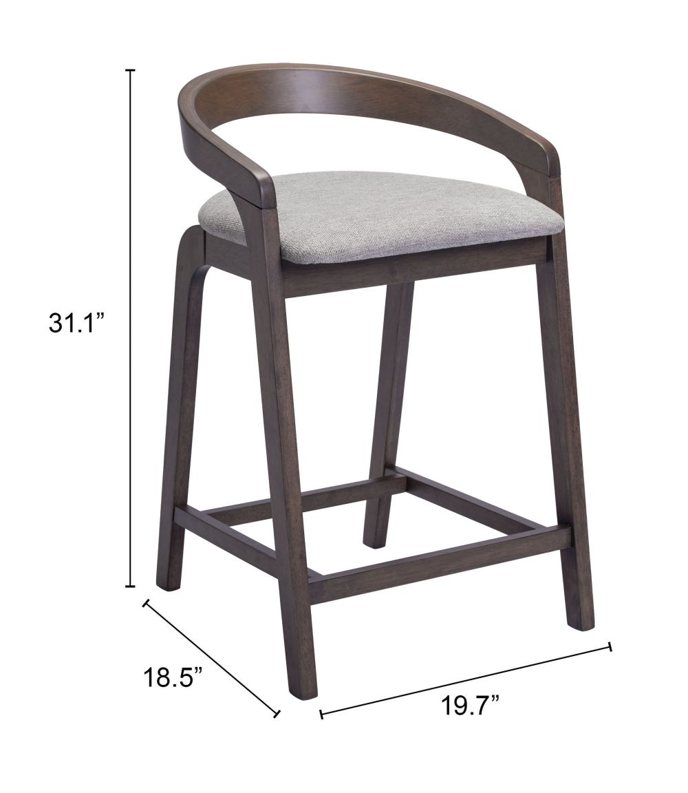 Zuo Modern Troy Plush Fabric Counter Stool 2PC