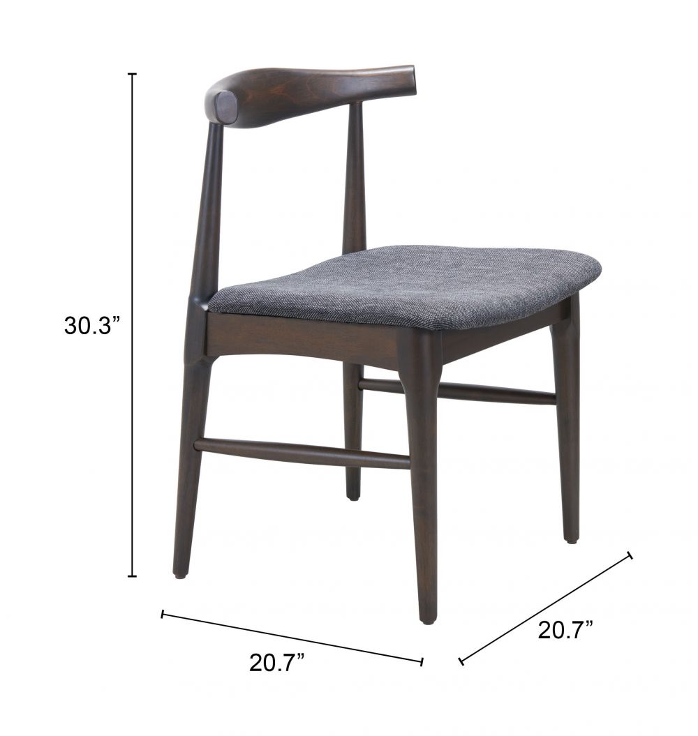 Zuo Modern Tuzka Grey Fabric Dining Chair 2PC