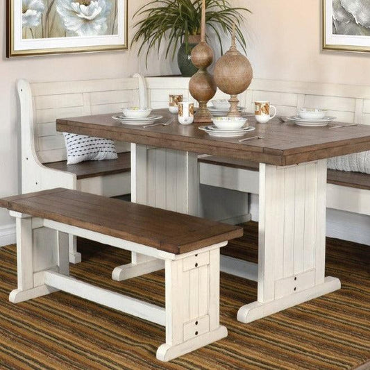 Two Tone Buckskin White Corner Table Breakfast Nook Dining Set Dining Table Sets Sideboards and Things By Sunny D