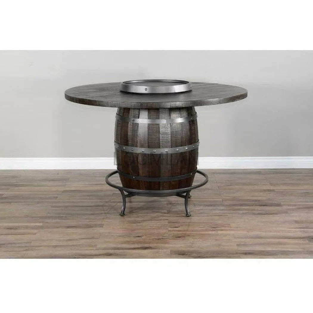 Unique Round 54" Counter Height Rustic Barrell Pub Table Counter Tables Sideboards and Things By Sunny D