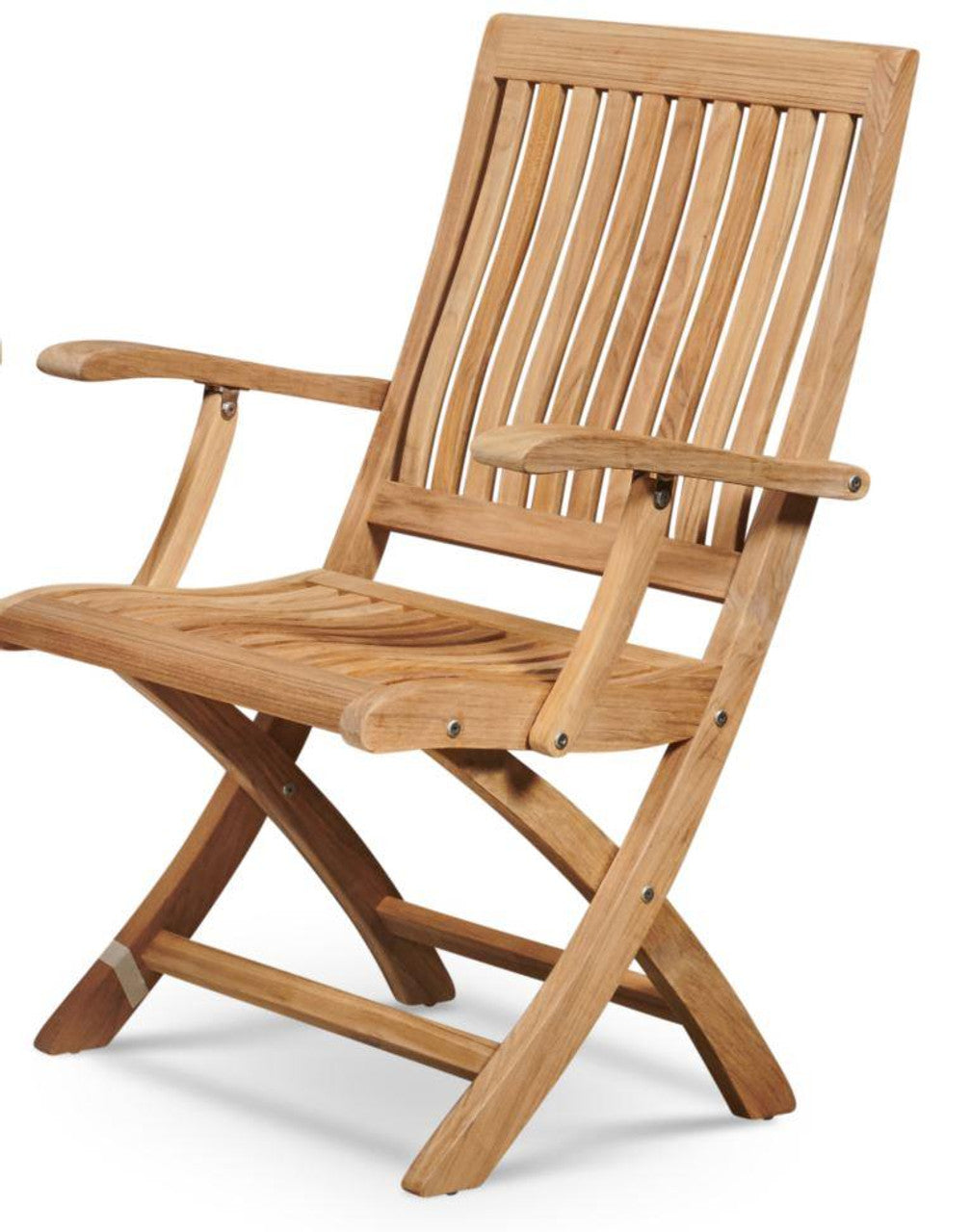 Valencia 3-piece Round Teak Outdoor Bistro Set with Folding Table and Armchairs-Outdoor Bistro Sets-HiTeak-Sideboards and Things