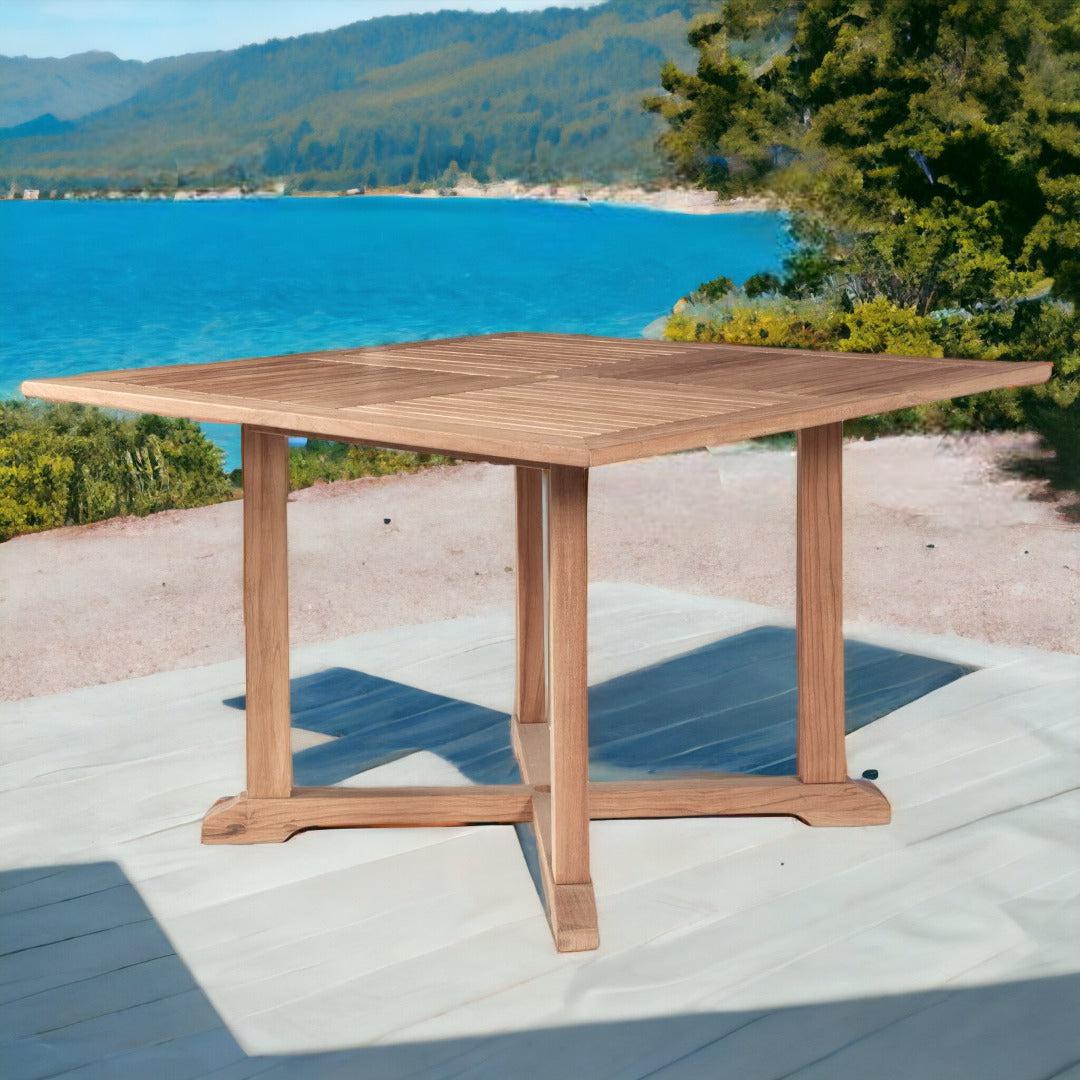 Venice Square Teak Outdoor Dining Table with Umbrella Hole-Outdoor Dining Tables-HiTeak-Sideboards and Things