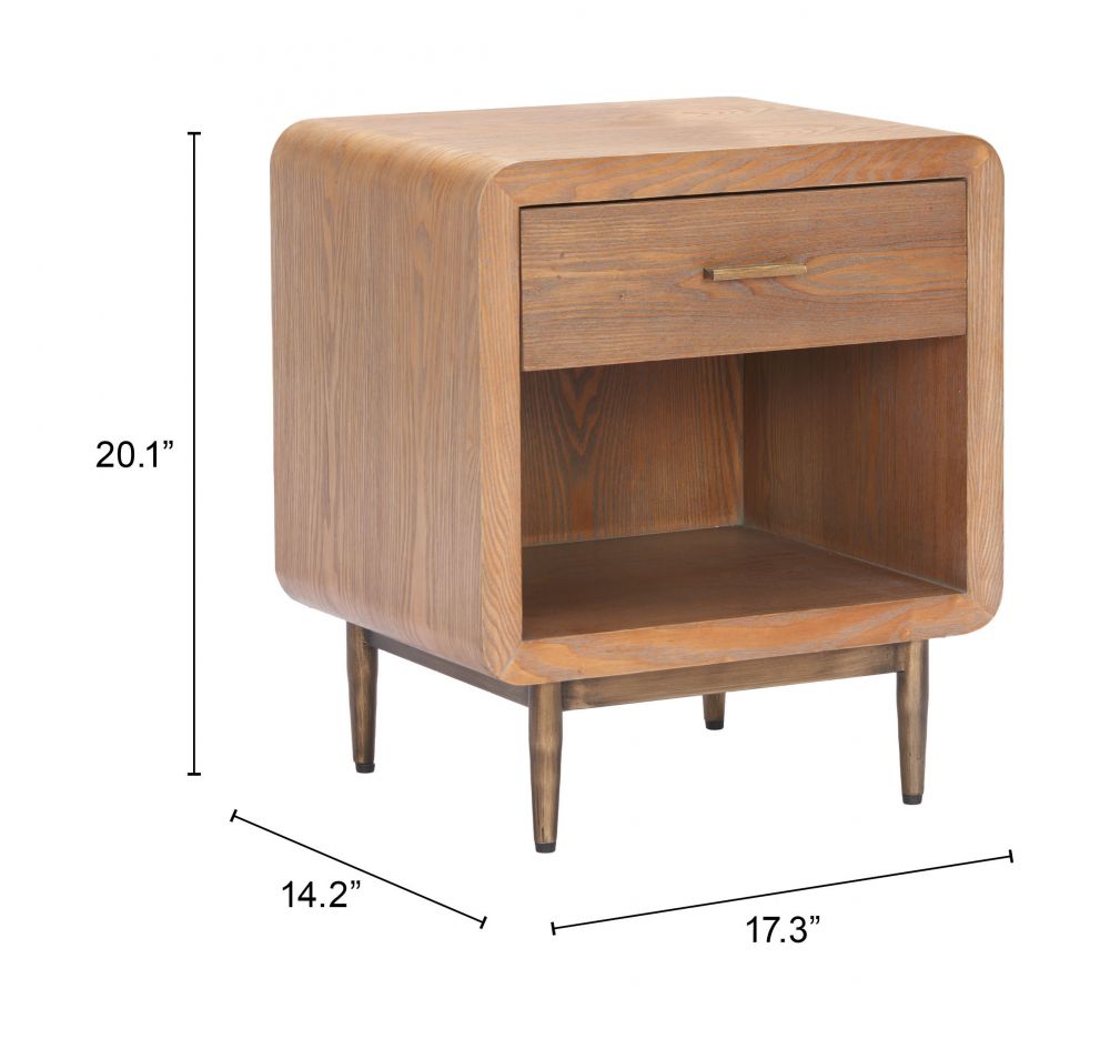 Zuo Modern Vidaz One Drawer Wood Nightstand
