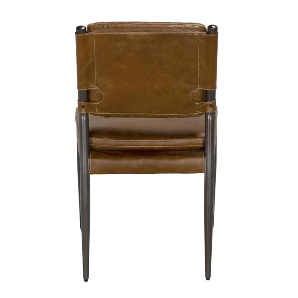 Noir Wooster Brown Leather Armless Dining Chair