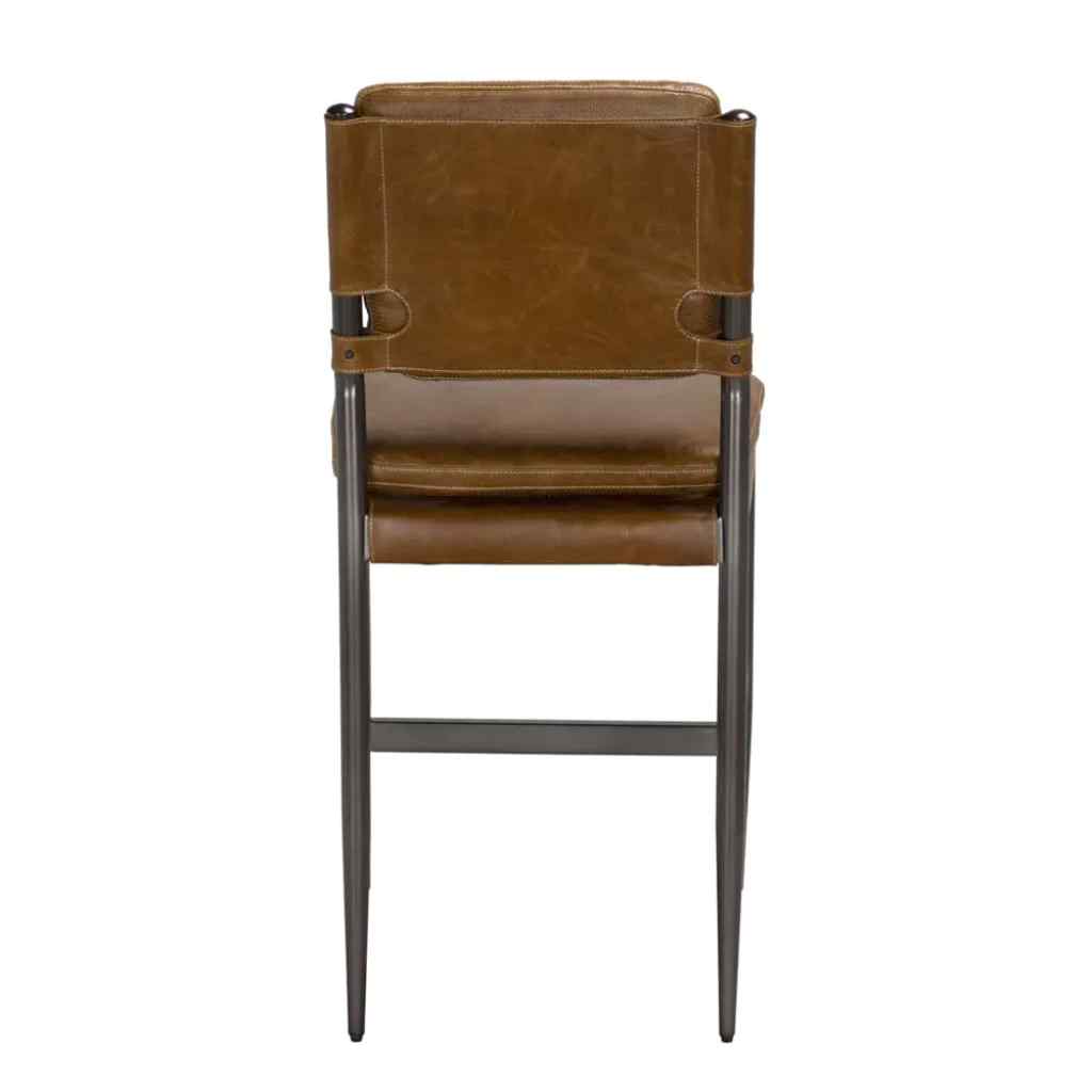 Wooster Cuba Brown Leather Barstool
