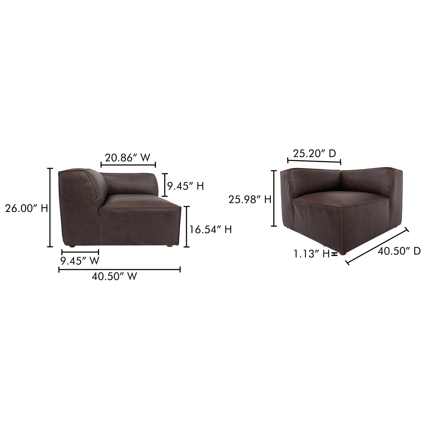 Form Espresso Brown Leather Modular Sofa