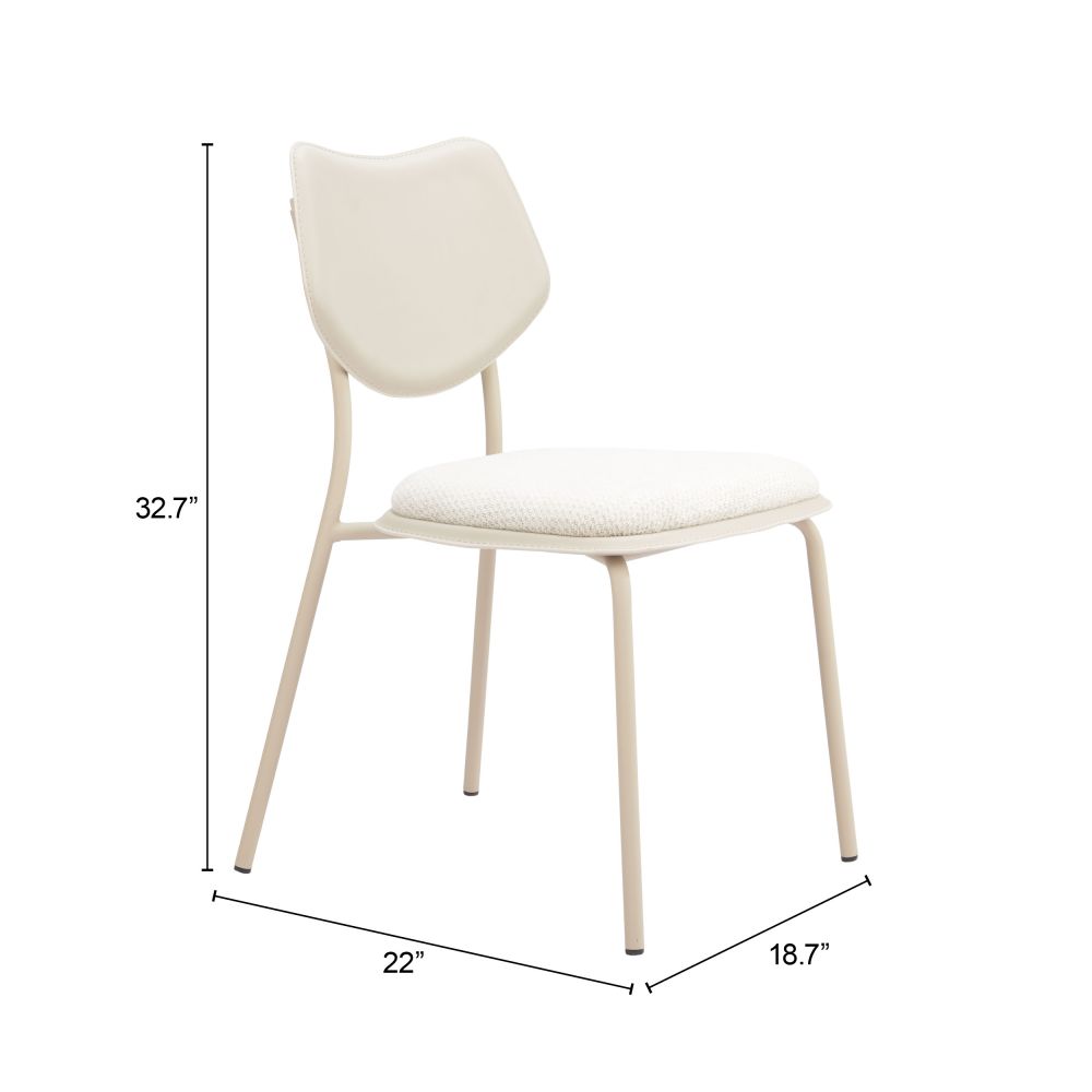 Zuo Modern Zeal White Faux Leather Dining Chair 4PC