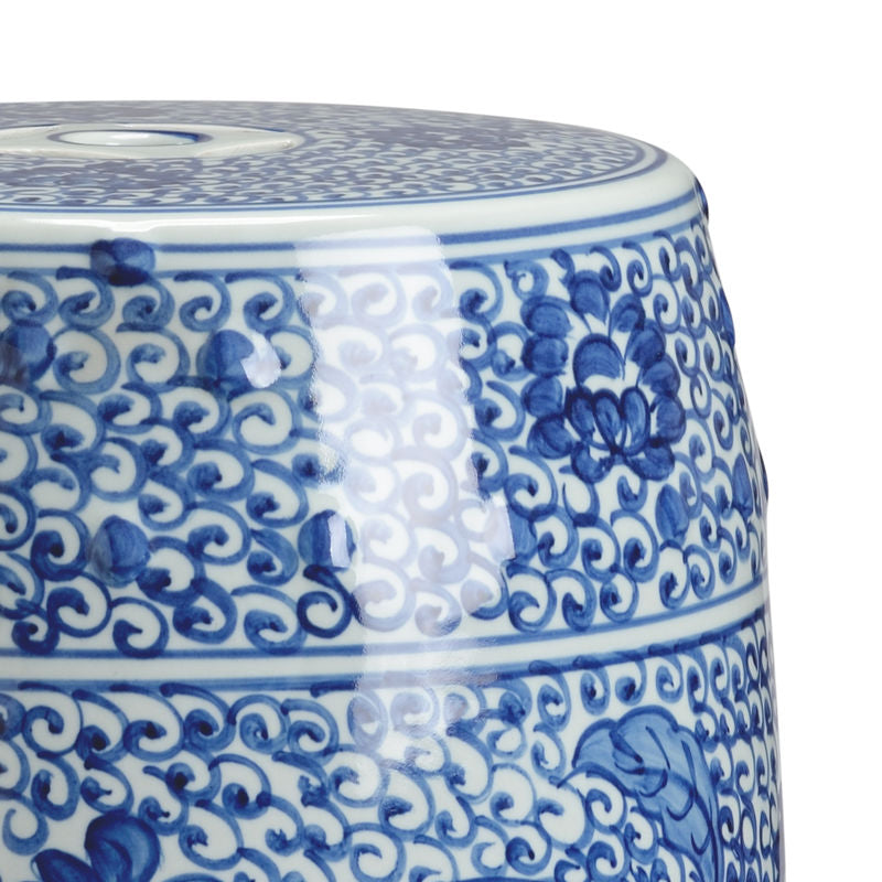 Chelsea House Zue Hand-Painted Blue Ceramic Outdoor Garden Stool