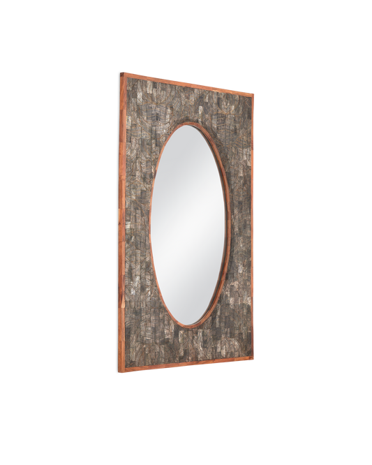 Ebba Horn and Wood Vertical Rectangular Mirror