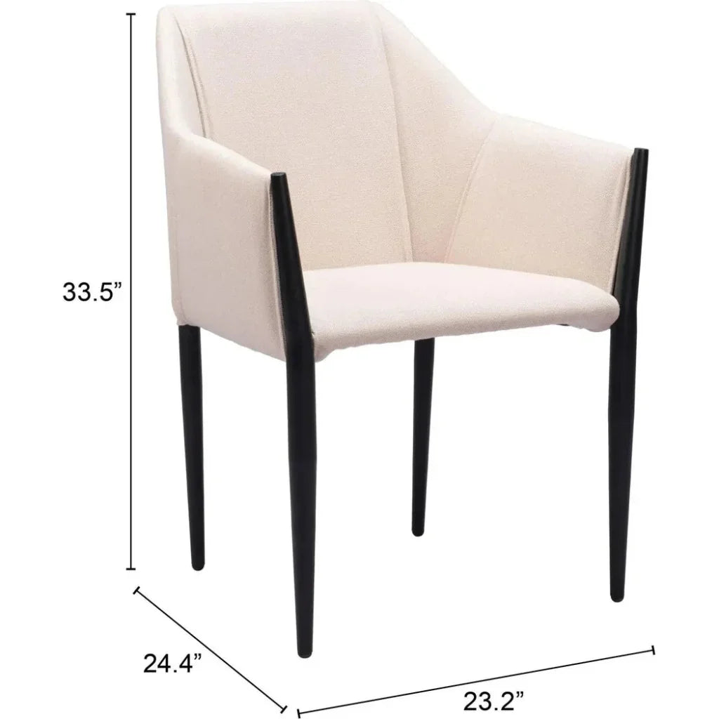 Andover Steel Beige Dining Arm Chair 2PC - LOOMLAN - Zuo Modern - Dining Chairs
