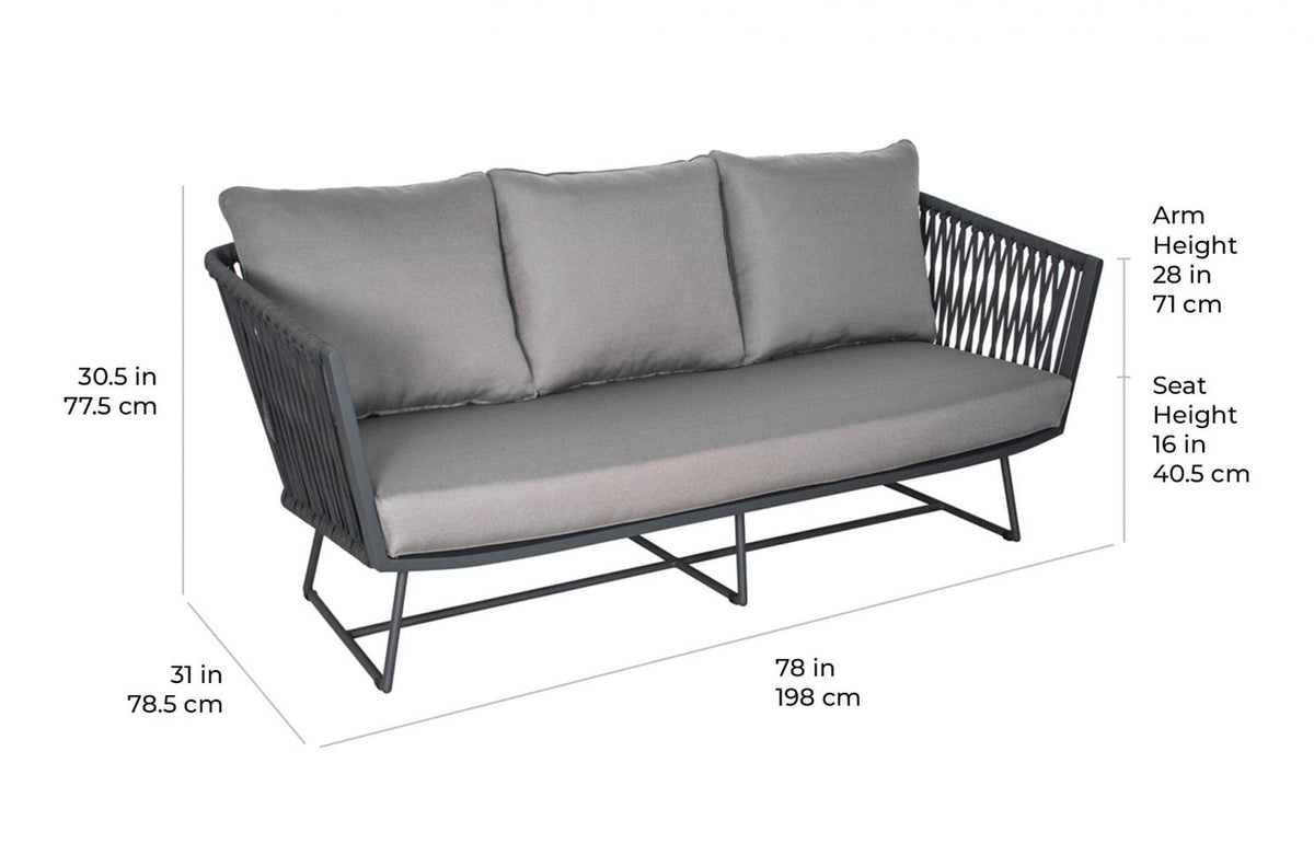 Seasonal Living Orion 3 Seat Sofa - Dark Pebble Outdoor