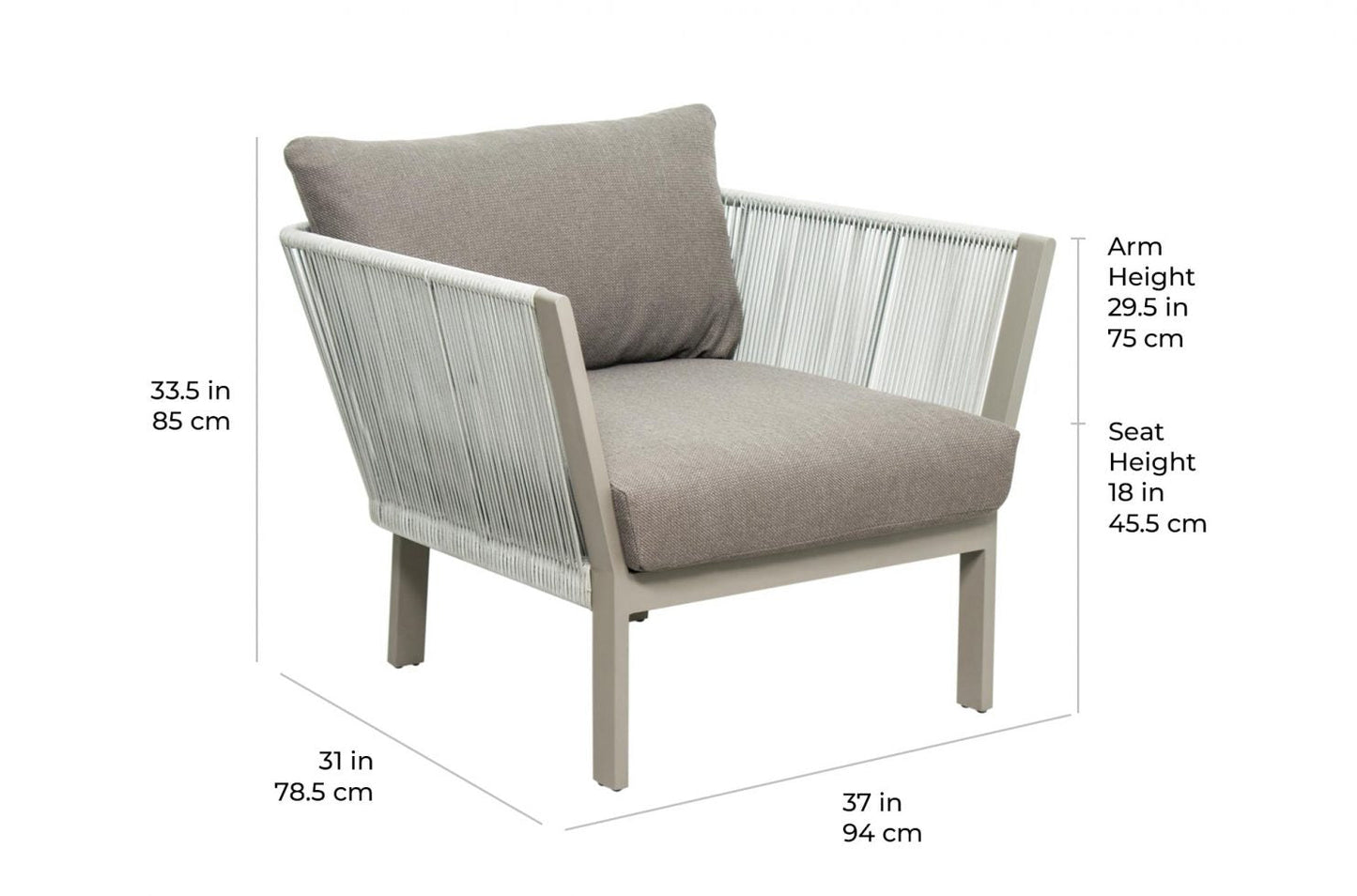 Seasonal Living Saint Helena Lounge Chair - Light Gray Outdoor