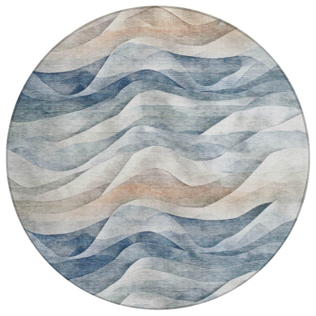Arionelle Blue Washable Indoor-Outdoor Rug