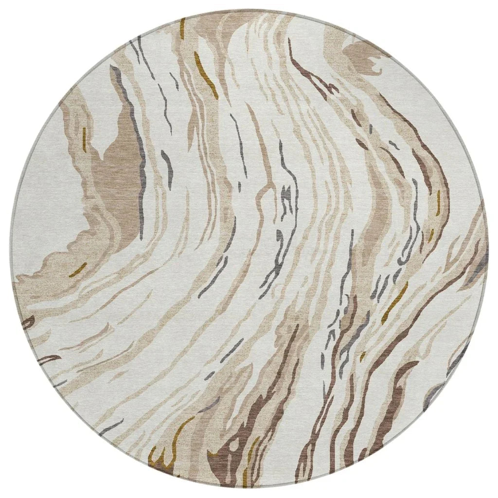 LOOMLAN Rugs Aureva Ivory Washable Indoor-Outdoor Rug