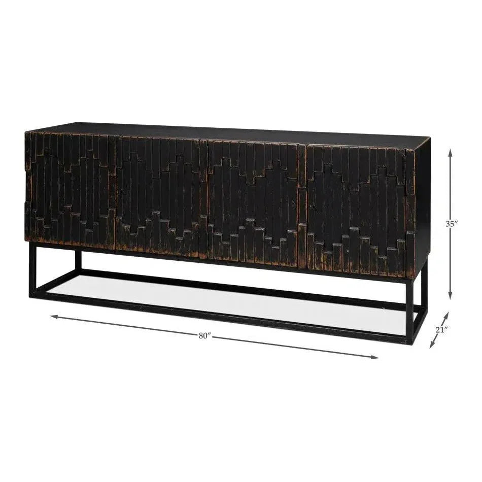 Aztec Black Sideboard Black Buffet for Dining Room - LOOMLAN - Sarreid - Sideboards