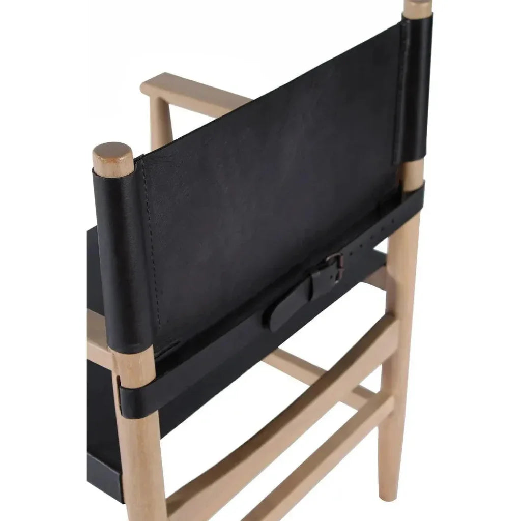 Black Leather Dining Chair Xavier With Arms - LOOMLAN - Peninsula Home - Dining Chairs