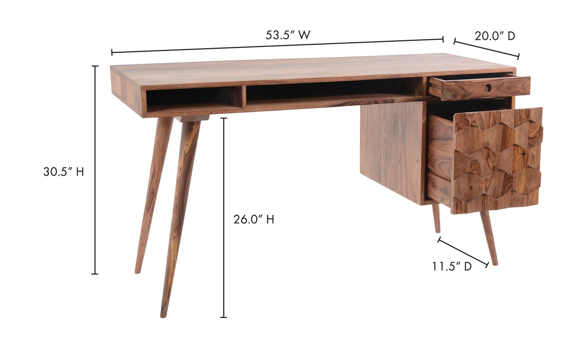 Moe's Home O2 Home Office Desk Brown Mid-Century