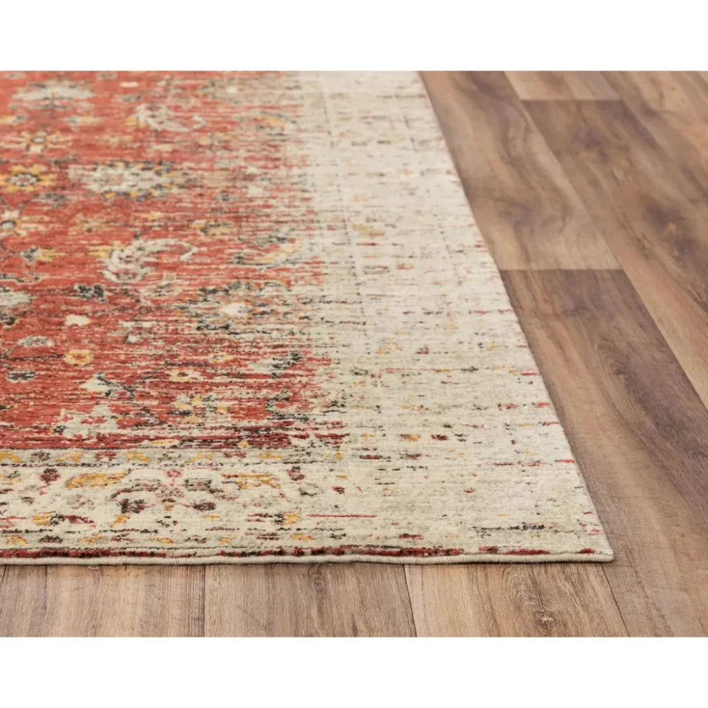 Cybo Floral Red/ Beige Large Area Rugs For Living Room - LOOMLAN - LOOMLAN - Area Rugs