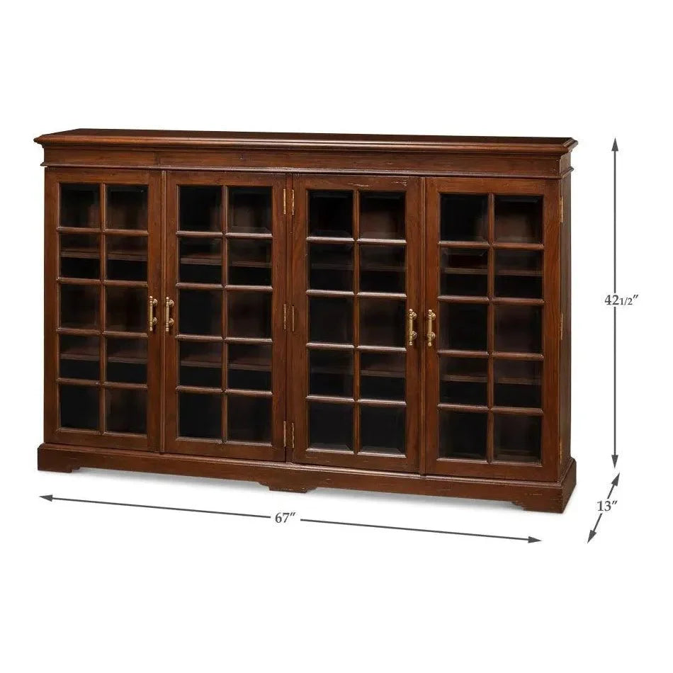 Carmel - By - The - Sea Walnut Bookcase Glass Doors - LOOMLAN - Sarreid - Sideboards
