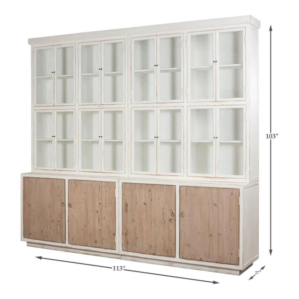 Connor Two - Tone Wood Bookcase With Cabinets - LOOMLAN - Sarreid - Buffets & Curios