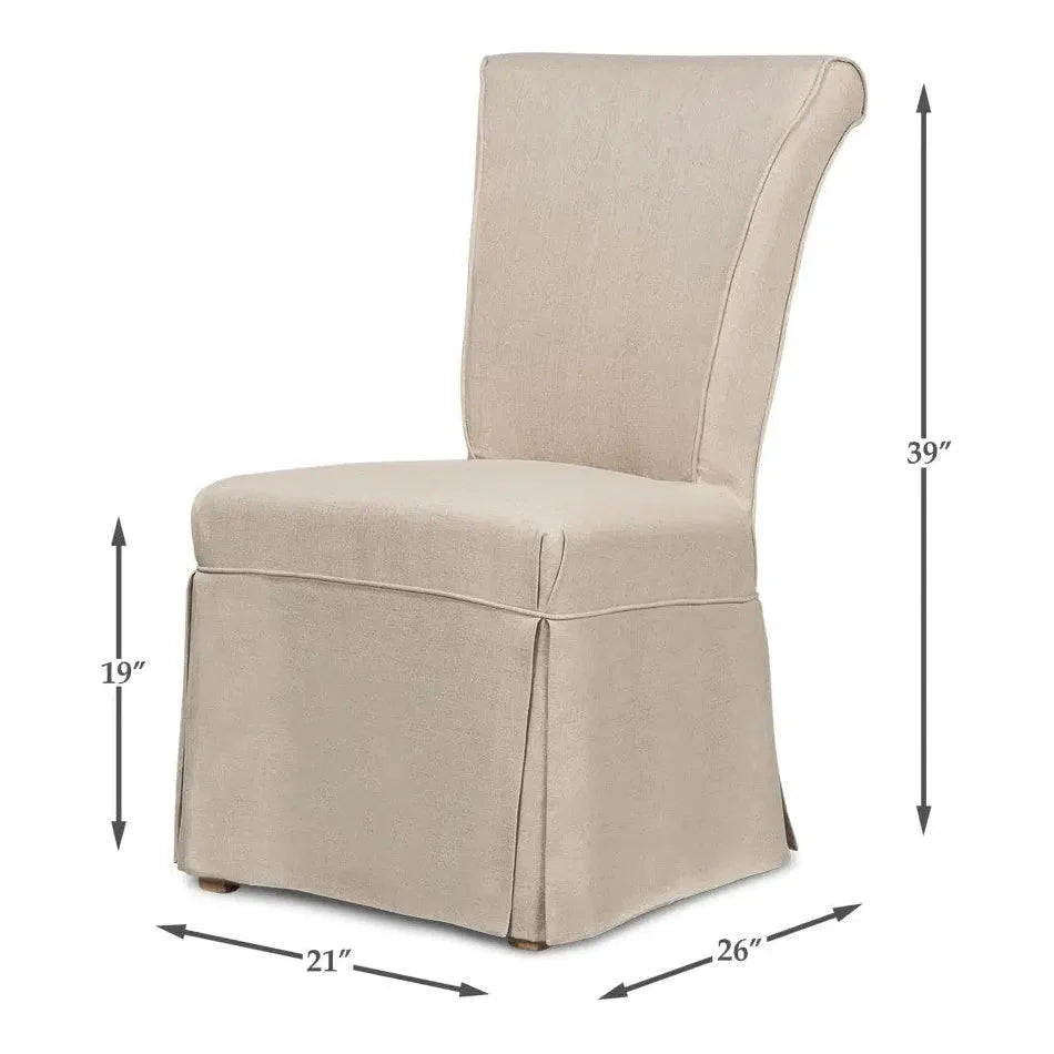 Corseted Dining Chairs 2PC Linen Upholstery - LOOMLAN - Sarreid - Dining Chairs