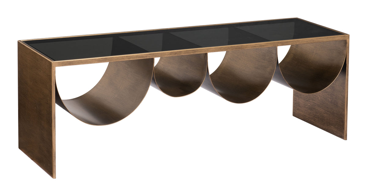 Zuo Modern Reed Glass & Black Steel Rectangular Coffee Table