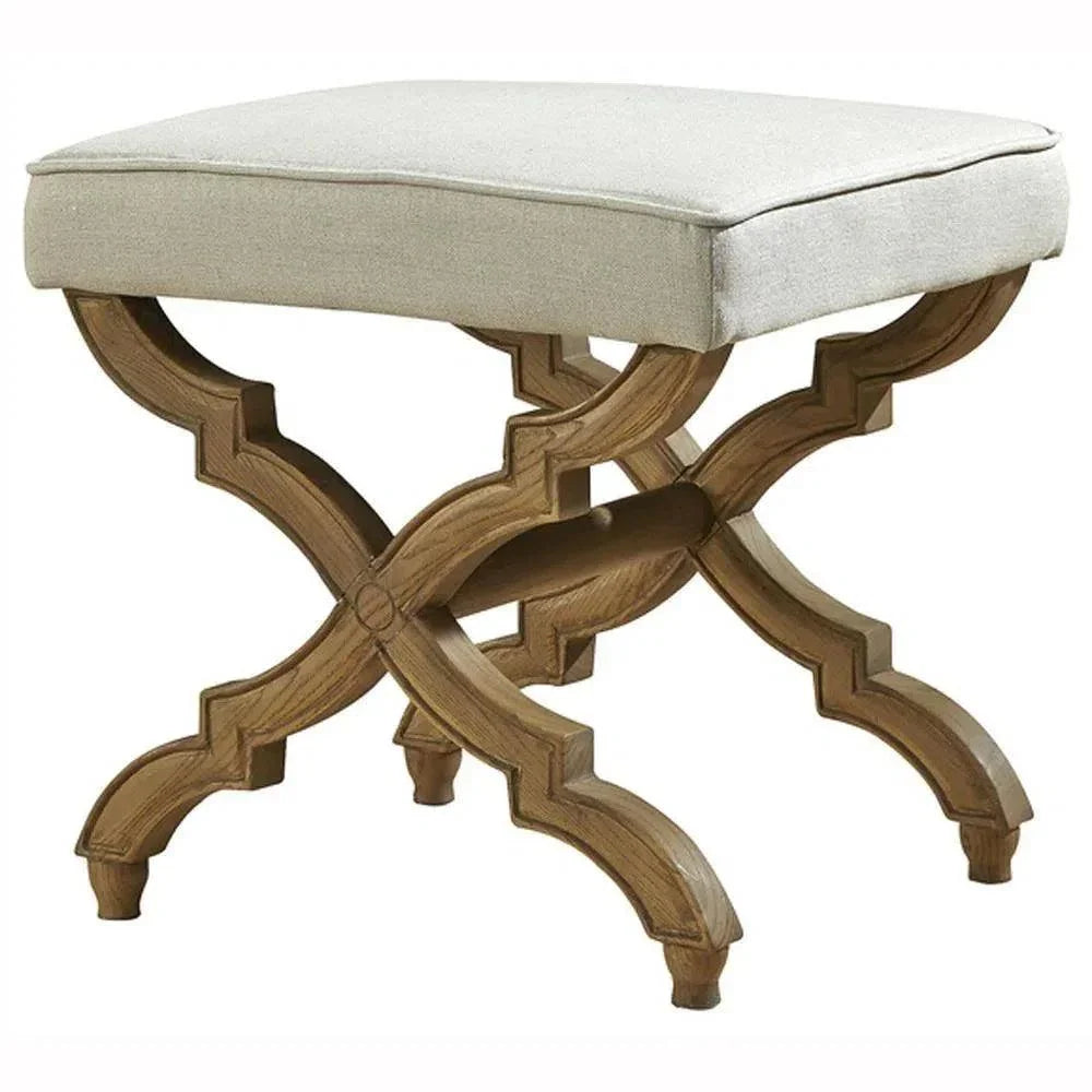 Linen and Oak Foot Stool -- view 2