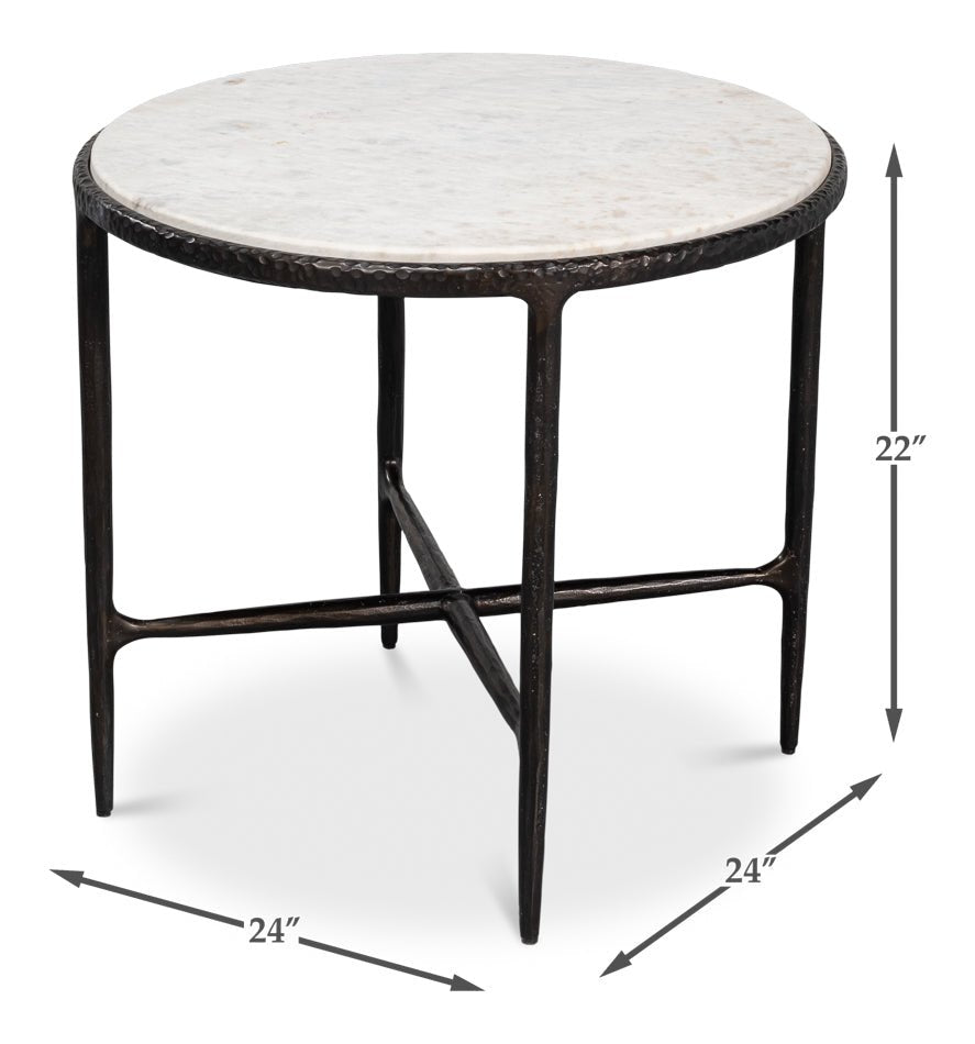 Dakor Iron Framed Black Side Table - LOOMLAN - Sarreid - Side Tables