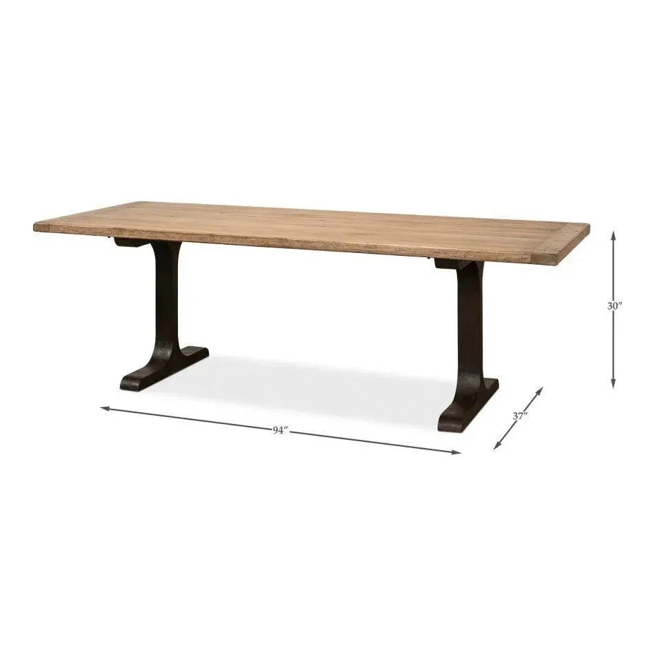 Decan Dining Table With Iron Base - LOOMLAN - Sarreid - Dining Tables
