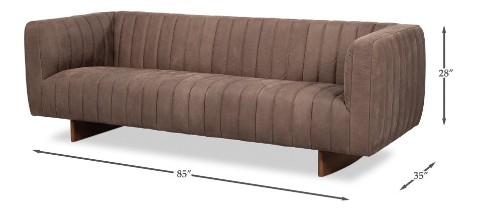 Denys Top Grain Leather Brown Sofa - LOOMLAN - Sarreid - Sofas & Loveseats
