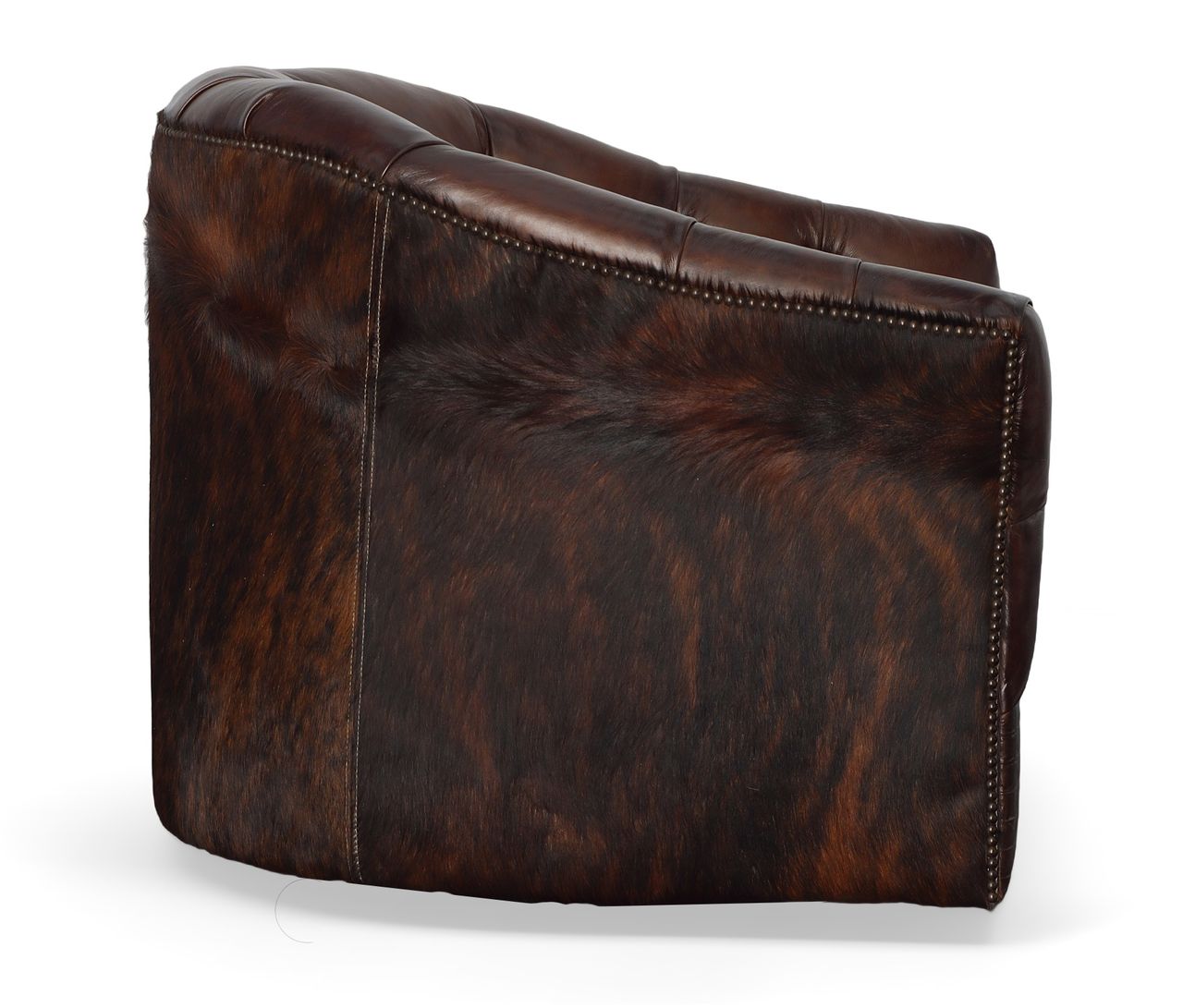 Wild Child Leather on Hide Western Swivel Club Chair