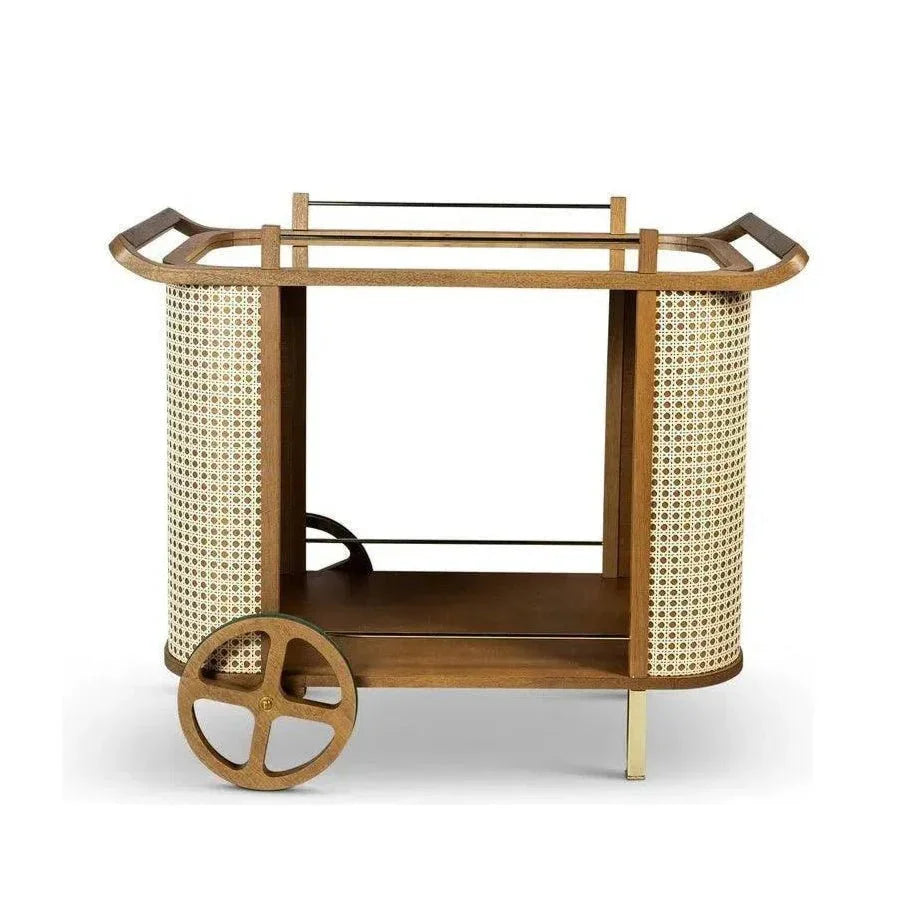 Dinda Wooden Cane Bar Cart
