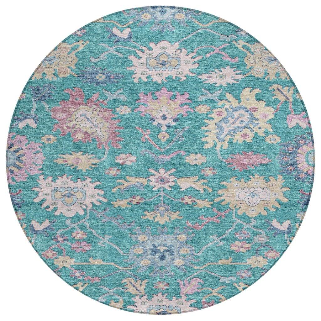 Eugene Teal Washable Indoor-Outdoor Rug