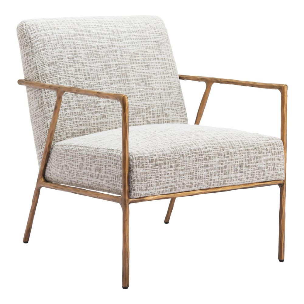 Zuo Modern Norrebro Wood & Steel Beige Accent Chair Arm