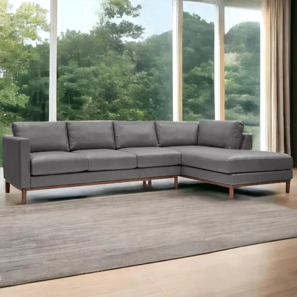 Freehand Leather Sectional With Chaise