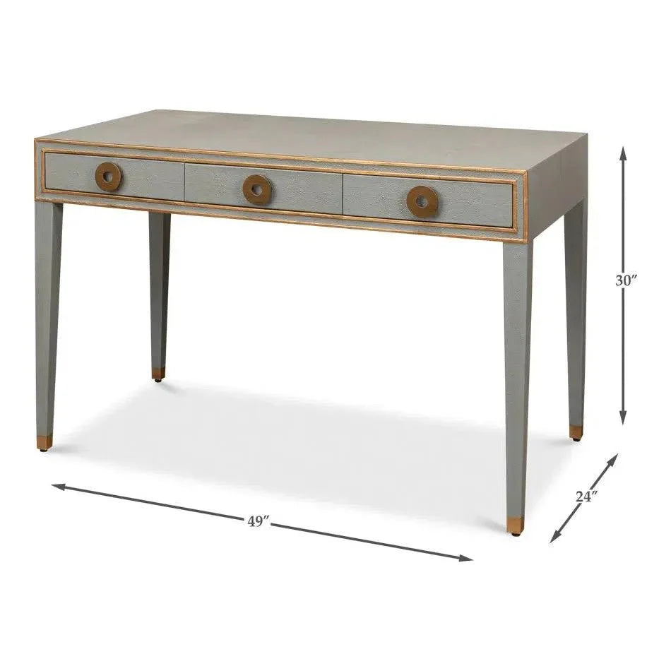Gabriella Shagreen Desk Table Storm Grey - LOOMLAN - Sarreid - Home Office Desks