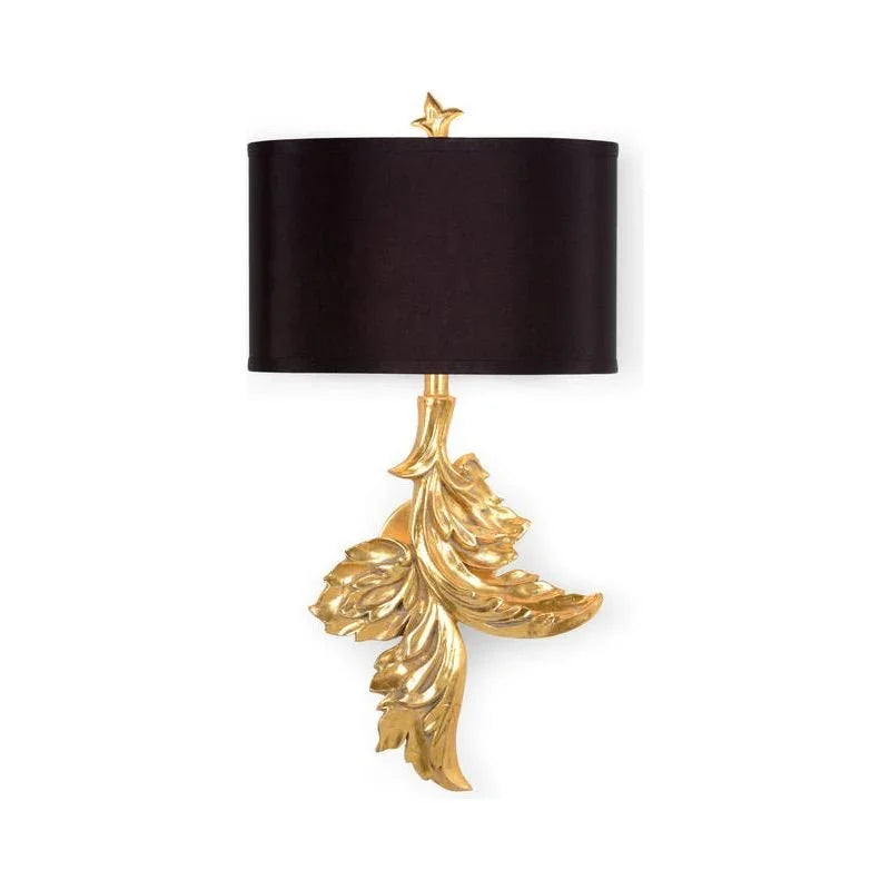 Gaylord Gold Leaf Finished Leaf Design Wall Sconce