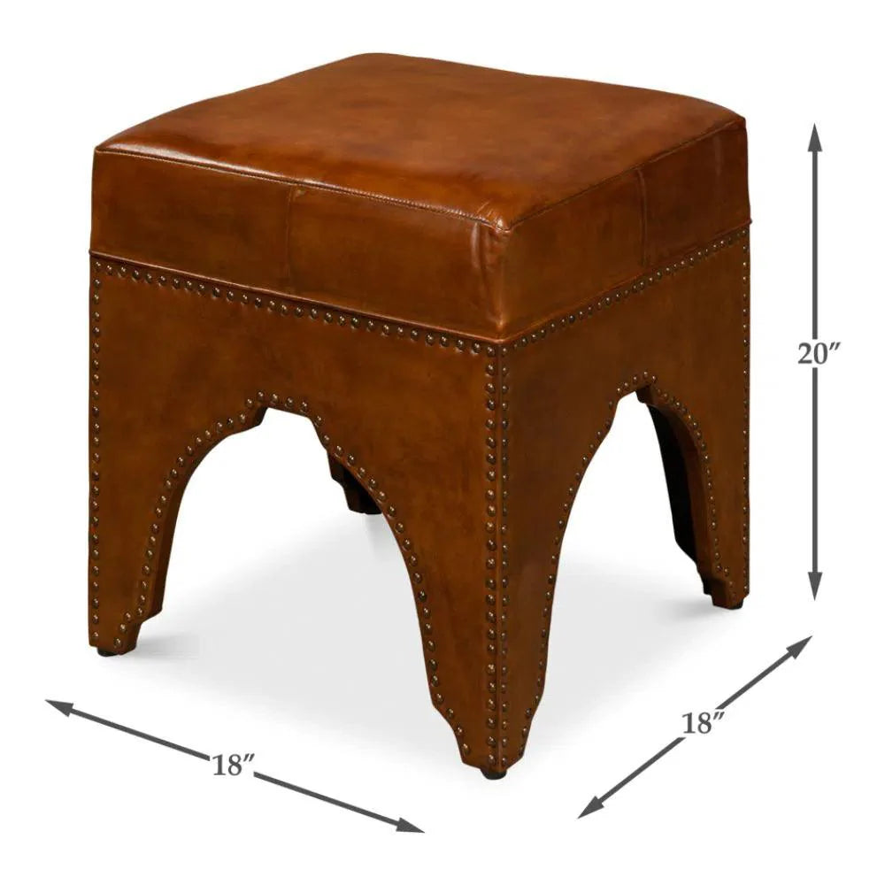 Giuseppe Footstool Light Brown - LOOMLAN - Sarreid - Poufs and Stools