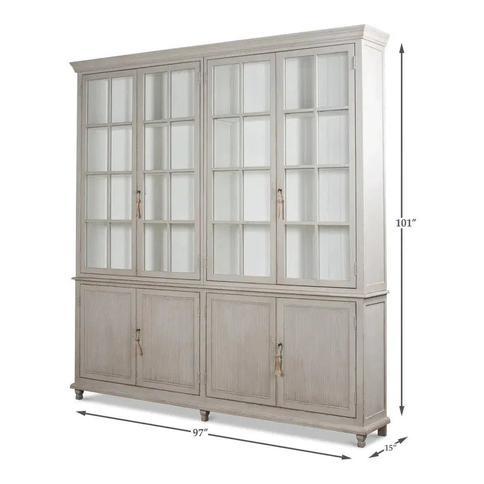 Harper Glass Doors Front Curio Bookcase Cabinets - LOOMLAN - Sarreid - Buffets & Curios
