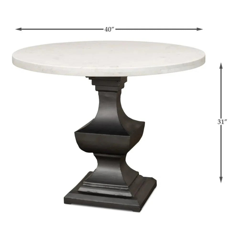 Haviland Marble Round Dining Table White - LOOMLAN - Sarreid - Dining Tables