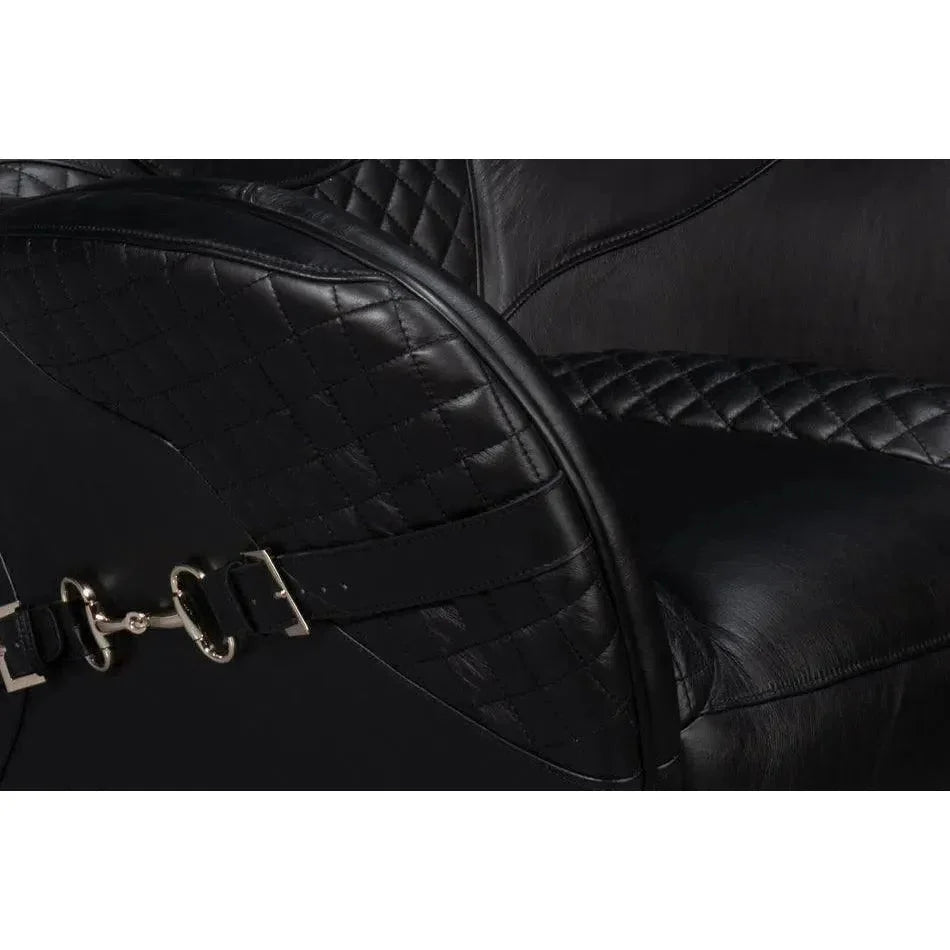 Sarreid Hera Leather Black Arm Chair