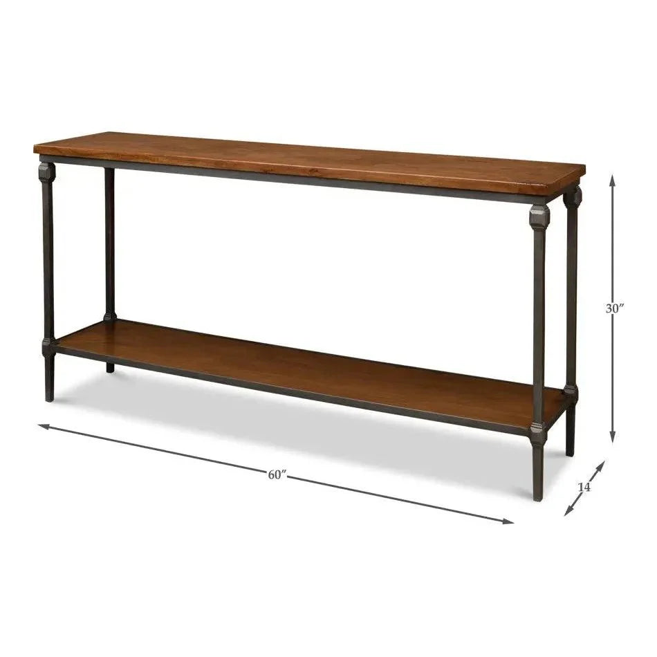 Sarreid Huntsman Console Table Shelf Wood & Iron