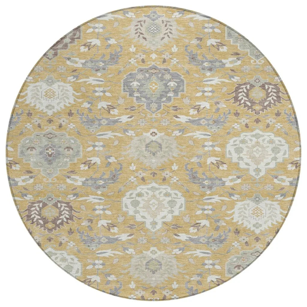 Ilyara Gold Washable Indoor-Outdoor Rug