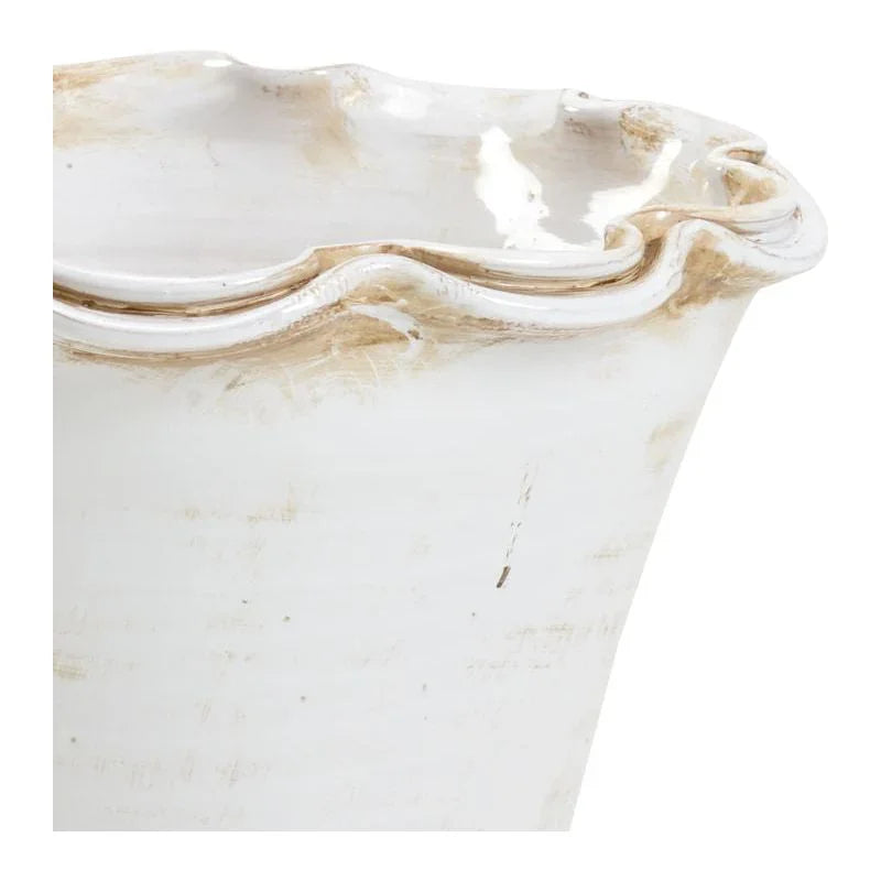 Impruneta Fluted White Glaze Pot - LOOMLAN - Wildwood - Planters