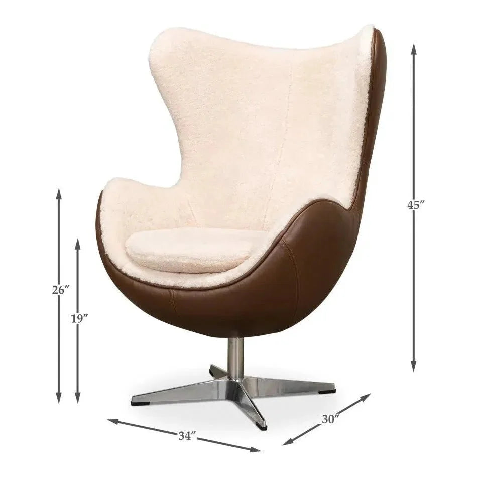 Jacobean Mid 20th Century Egg Chair - LOOMLAN - Sarreid - Accent Chairs