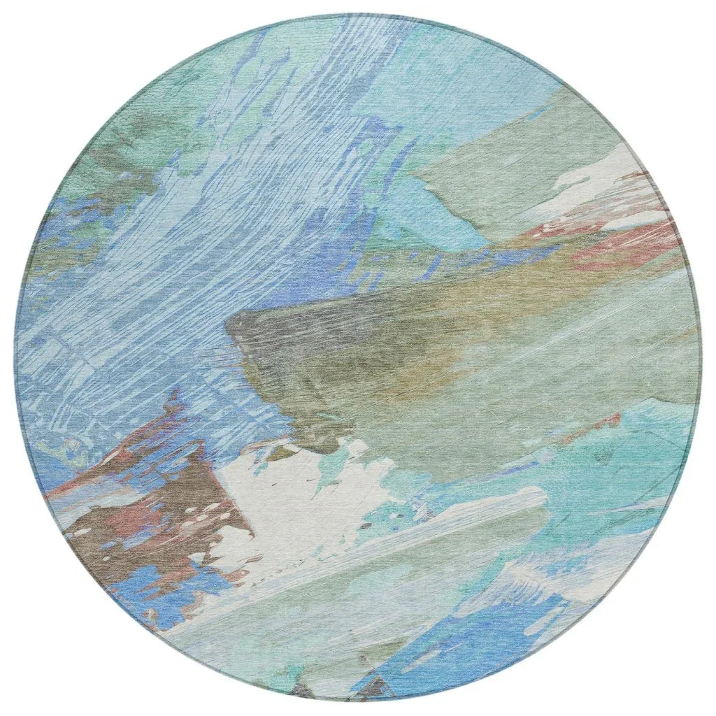 Kashana Blue Washable Indoor-Outdoor Rug