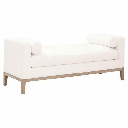 Keaton Upholstered Bench LiveSmart Peyton-Pearl, Natural Gray Oak - Sideboards and Things Back Type_Backless, Brand_Essentials For Living, Color_Natural, Color_White, Materials_Upholstery, Materials_Wood, Product Type_Bedroom Bench, Product Type_Entryway Bench, Upholstery Type_Livesmart, Upholstery Type_Performance Fabric