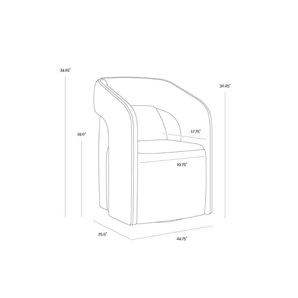 SUNPAN Kendrick Fabric Wheeled Dining Armchair