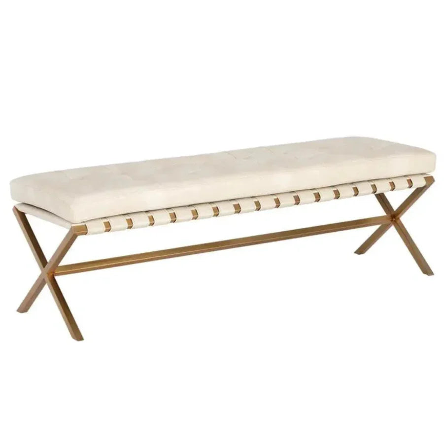 Kenji Leather Small Backless Bedroom Bench