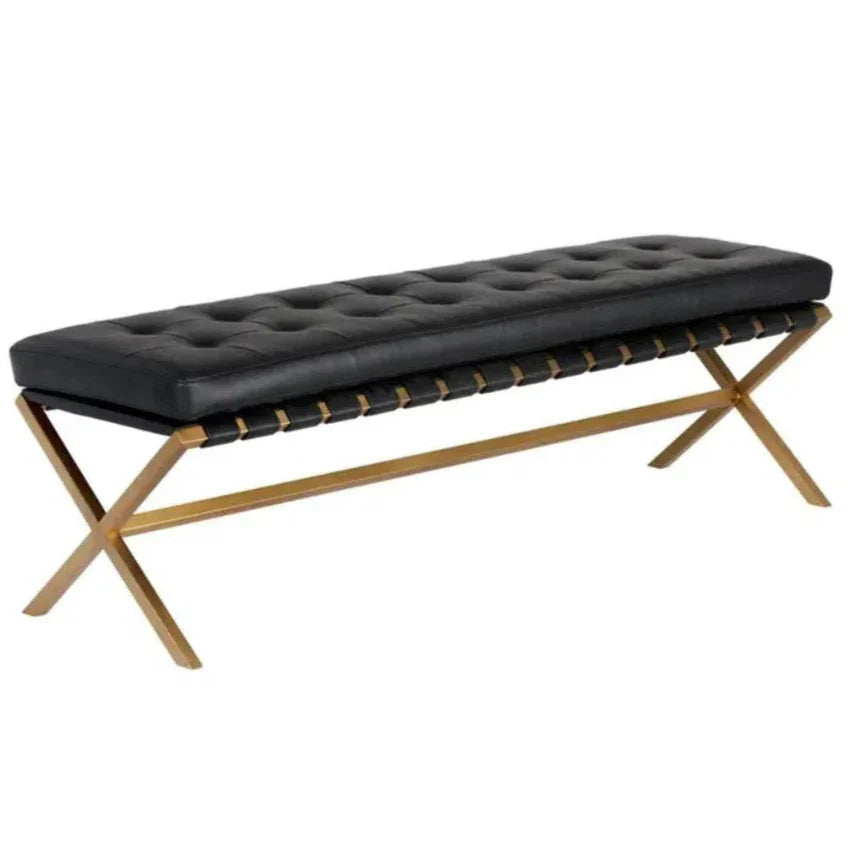 SUNPAN Kenji Leather Small Backless Bedroom Bench